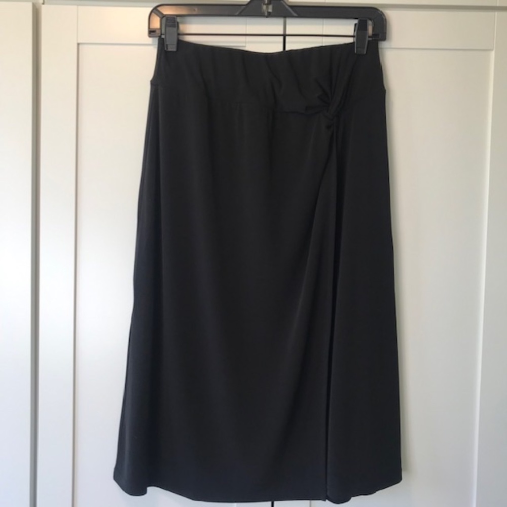 Talbots XS black faux wrap drape front skirt